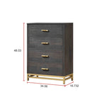 Set da camera da letto Wedro a 4 pezzi con pannelli rustici marrone scuro
