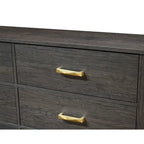 Set da camera da letto Wedro a 4 pezzi con pannelli rustici marrone scuro