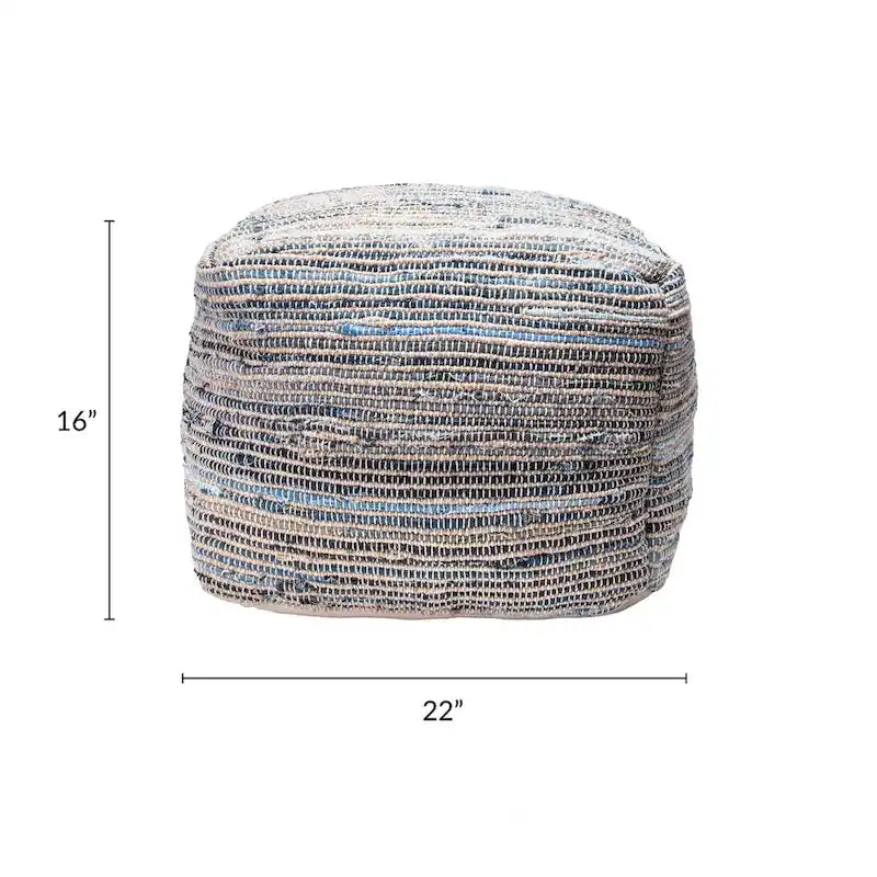 Pouf ottomano Nuloom Granada in maglia casual denim e iuta
