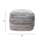 Pouf ottomano Nuloom Granada in maglia casual denim e iuta