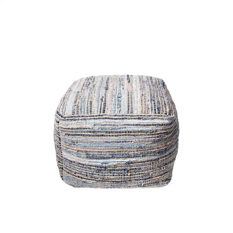 Pouf ottomano Nuloom Granada in maglia casual denim e iuta