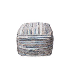 Pouf ottomano Nuloom Granada in maglia casual denim e iuta