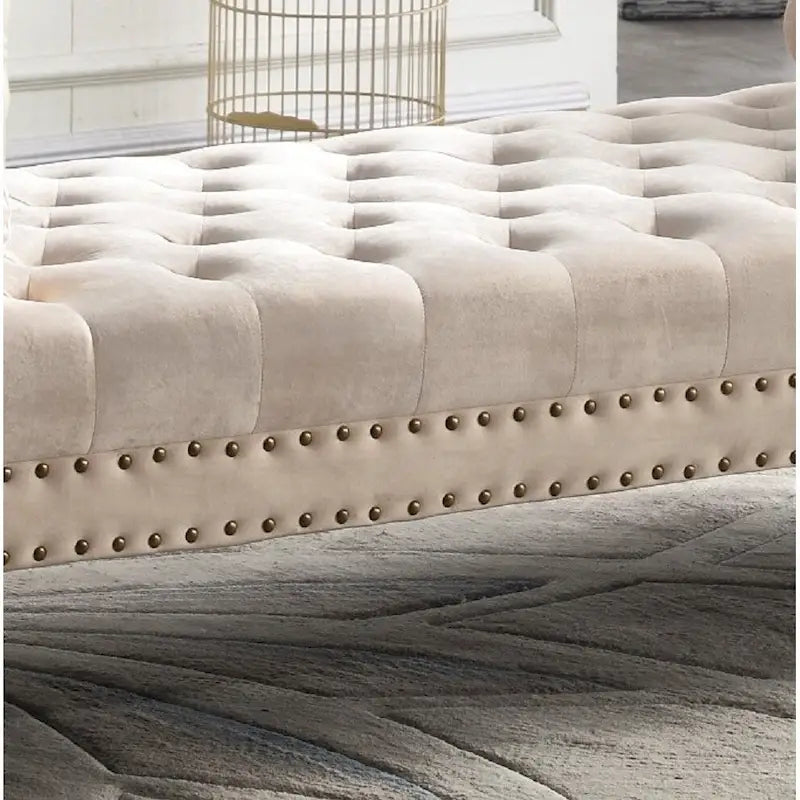 Panca Capitonnè con braccioli arrotolati, rivestimento in velluto blu e gambe in acrilico, 2-3 posti, 180 cm