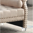 Panca Capitonnè con braccioli arrotolati, rivestimento in velluto blu e gambe in acrilico, 2-3 posti, 180 cm