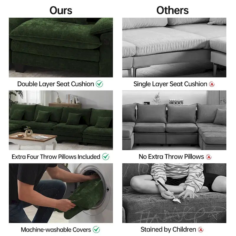 Divano sezionale modulare a L blu/bianco/grigio/nero/crema/verde, trasformabile in letto, a 5 posti