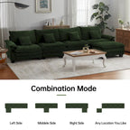 Divano sezionale modulare a L blu/bianco/grigio/nero/crema/verde, trasformabile in letto, a 5 posti