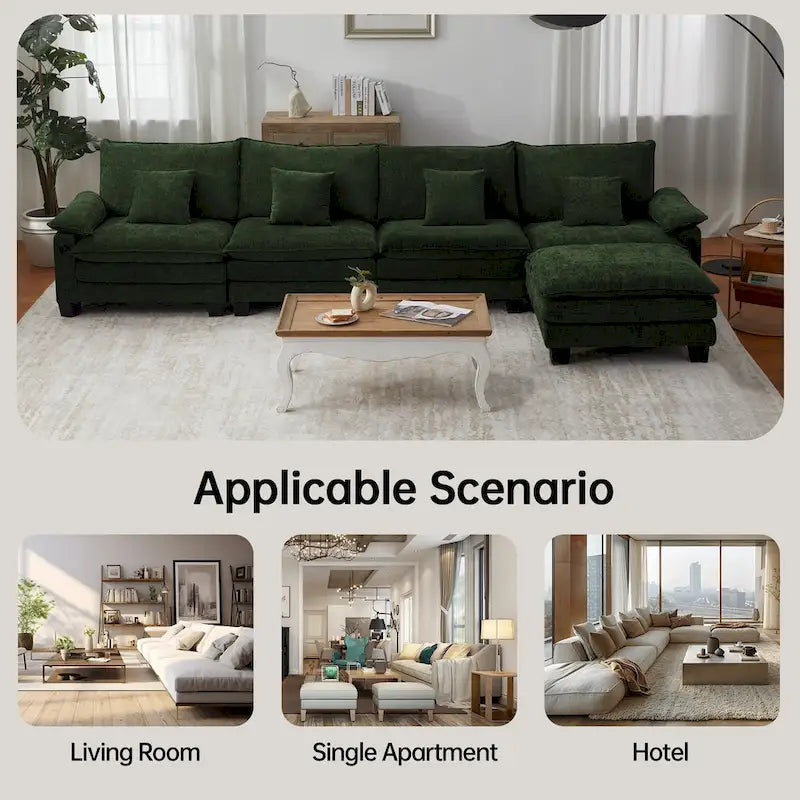 Divano sezionale modulare a L blu/bianco/grigio/nero/crema/verde, trasformabile in letto, a 5 posti