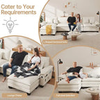 Divano sezionale modulare a L blu/bianco/grigio/nero/crema/verde, trasformabile in letto, a 5 posti