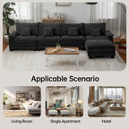 Divano sezionale modulare a L blu/bianco/grigio/nero/crema/verde, trasformabile in letto, a 5 posti