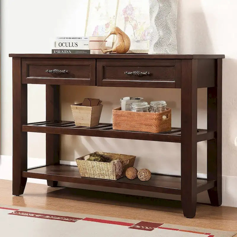 Consolle con 2 Cassetti e 2 Ripiani | Espresso / Marrone / Blu Scuro / Bianco Antico