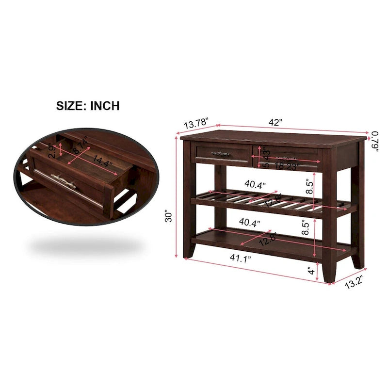 Consolle con 2 Cassetti e 2 Ripiani | Espresso / Marrone / Blu Scuro / Bianco Antico