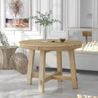 Lavaggio Legno Naturale / Rovere+Bianco Antico / Espresso | Tavolo da Pranzo Rotondo Allungabile, 4–6 Posti
