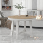 Lavaggio Legno Naturale / Rovere+Bianco Antico / Espresso | Tavolo da Pranzo Rotondo Allungabile, 4–6 Posti