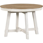 Lavaggio Legno Naturale / Rovere+Bianco Antico / Espresso | Tavolo da Pranzo Rotondo Allungabile, 4–6 Posti