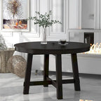 Lavaggio Legno Naturale / Rovere+Bianco Antico / Espresso | Tavolo da Pranzo Rotondo Allungabile, 4–6 Posti