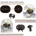 Lavaggio Legno Naturale / Rovere+Bianco Antico / Espresso | Tavolo da Pranzo Rotondo Allungabile, 4–6 Posti