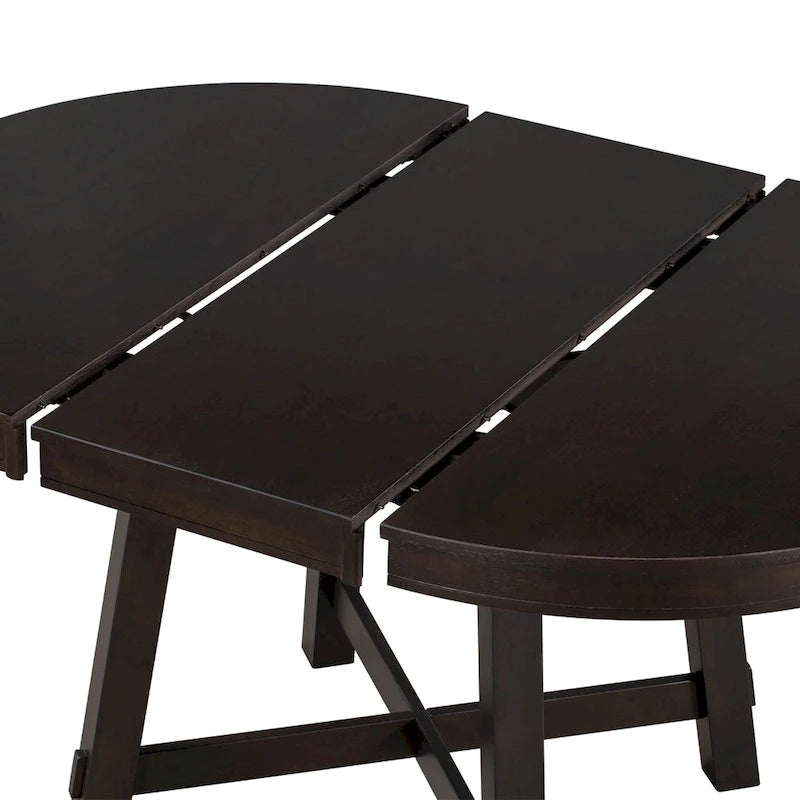 Lavaggio Legno Naturale / Rovere+Bianco Antico / Espresso | Tavolo da Pranzo Rotondo Allungabile, 4–6 Posti