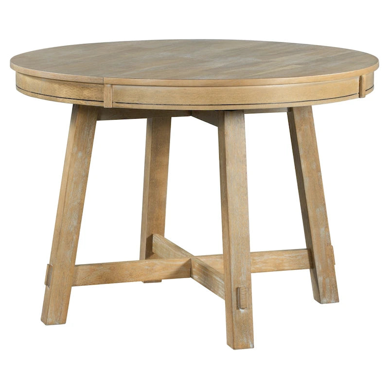 Lavaggio Legno Naturale / Rovere+Bianco Antico / Espresso | Tavolo da Pranzo Rotondo Allungabile, 4–6 Posti