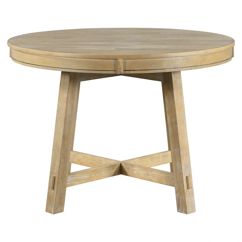 Lavaggio Legno Naturale / Rovere+Bianco Antico / Espresso | Tavolo da Pranzo Rotondo Allungabile, 4–6 Posti