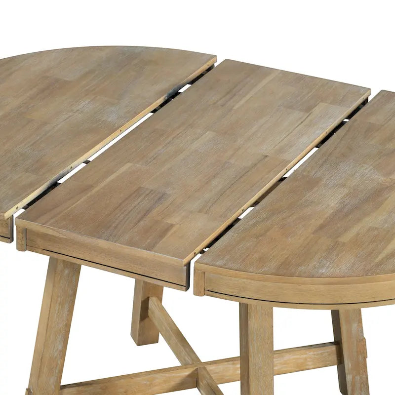 Lavaggio Legno Naturale / Rovere+Bianco Antico / Espresso | Tavolo da Pranzo Rotondo Allungabile, 4–6 Posti