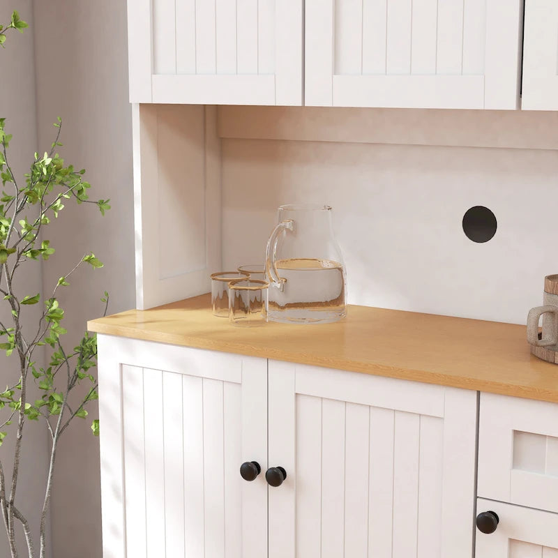 Dispensa da cucina bianca 180 cm – 6 ante, 1 cassetto, ripiano per microonde
