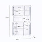 Dispensa da cucina bianca 180 cm – 6 ante, 1 cassetto, ripiano per microonde