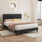 Giroletto imbottito in velluto nero / beige / bianco / rosa con testiera capitonné – Twin / Full / Queen / King
