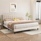 Giroletto imbottito in velluto nero / beige / bianco / rosa con testiera capitonné – Twin / Full / Queen / King