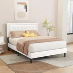 Giroletto imbottito in velluto nero / beige / bianco / rosa con testiera capitonné – Twin / Full / Queen / King
