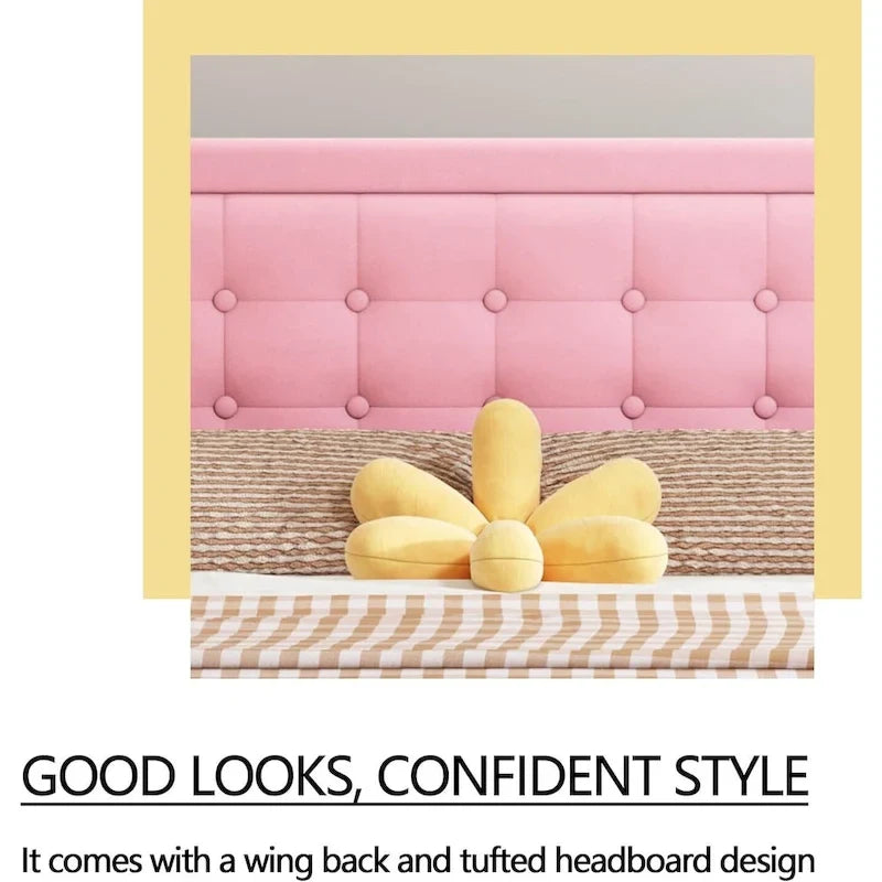 Giroletto imbottito in velluto nero / beige / bianco / rosa con testiera capitonné – Twin / Full / Queen / King
