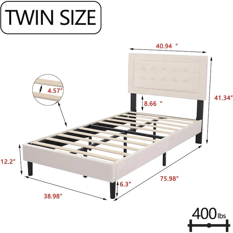 Giroletto imbottito in velluto nero / beige / bianco / rosa con testiera capitonné – Twin / Full / Queen / King